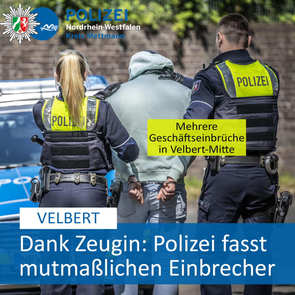 Mettmann: Mehrere Geschäftseinbrüche - Polizei stellt 15-jährigen Tatverdächtigen
